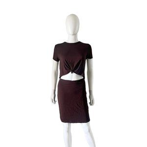 Naked Wardrobe Knot Front Cut Out Dress Brown Size Large